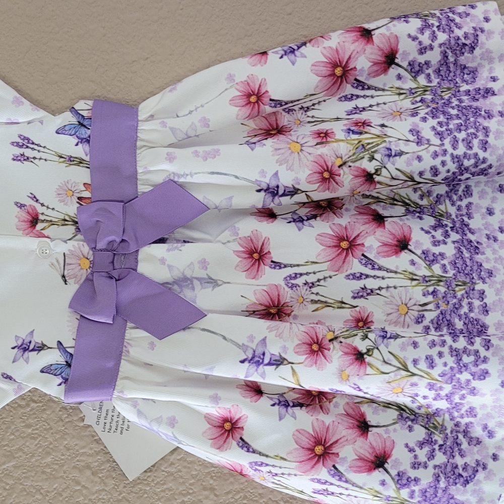Floral Dress with Purple Bow